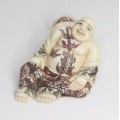 netsuke " Hotei ", de perioada Meiji. fildes natural. semnat Hanako.cca 1880